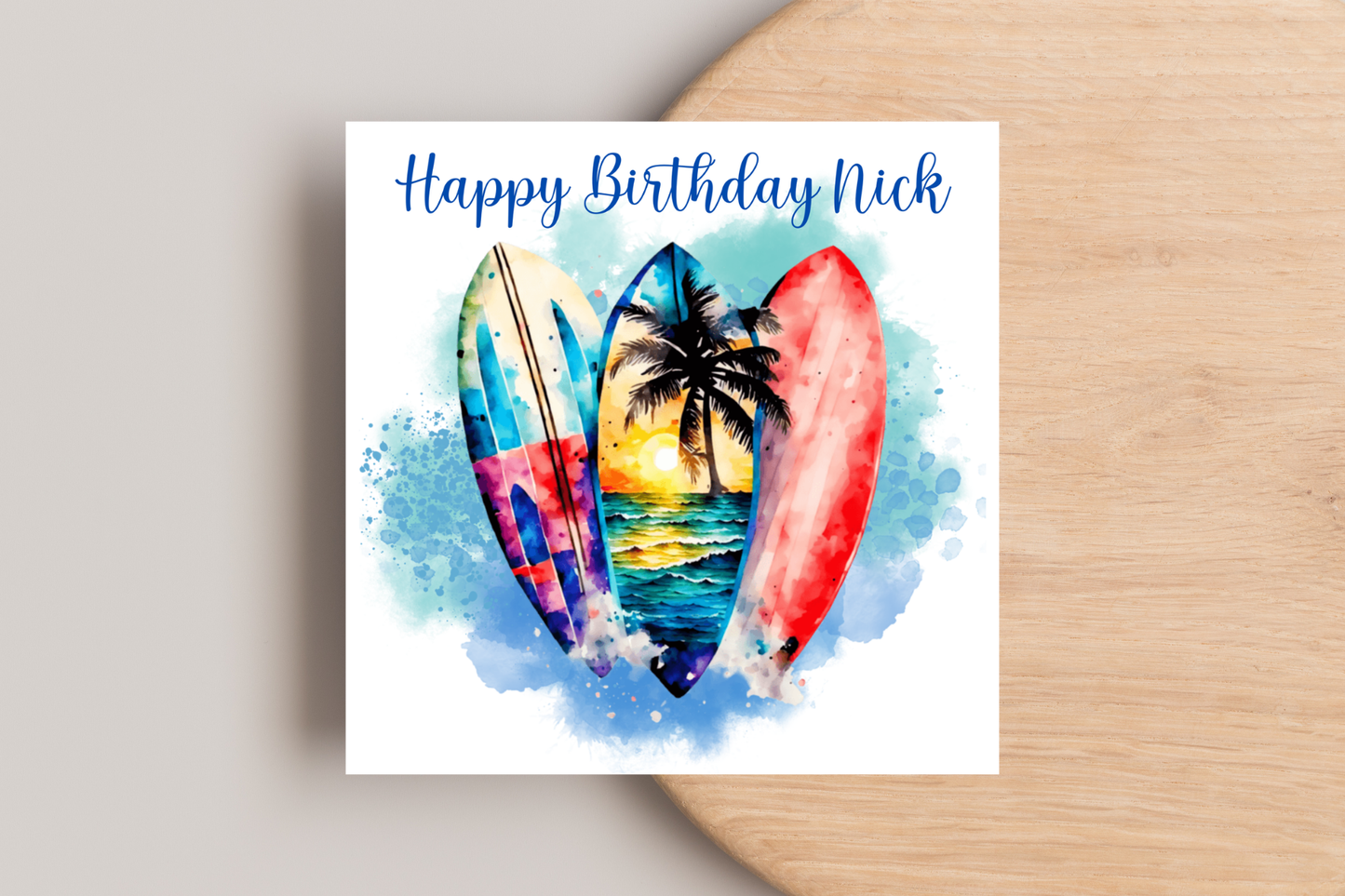 Personalised Surfing Birthday Card