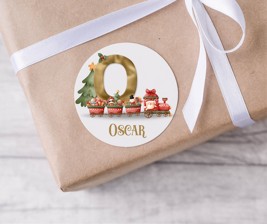 Personalised Initial Christmas Train Christmas Present Labels