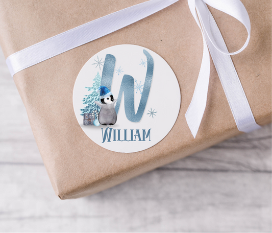 Personalised Initial Penguin Christmas Present Labels