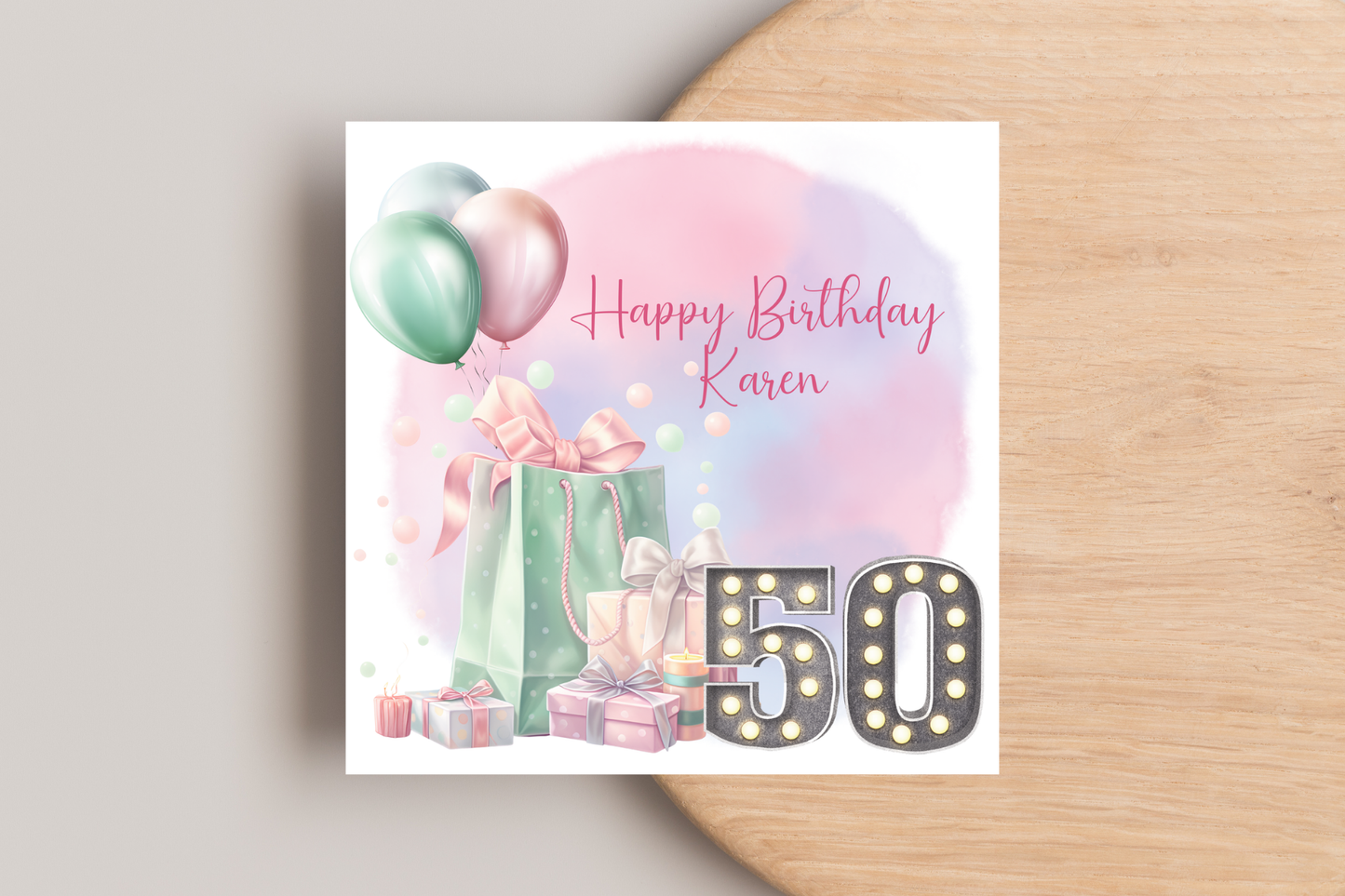 Personalised 50th Birthday Card for Her