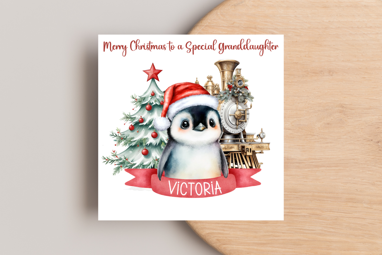 Personalised Penguin Christmas Card