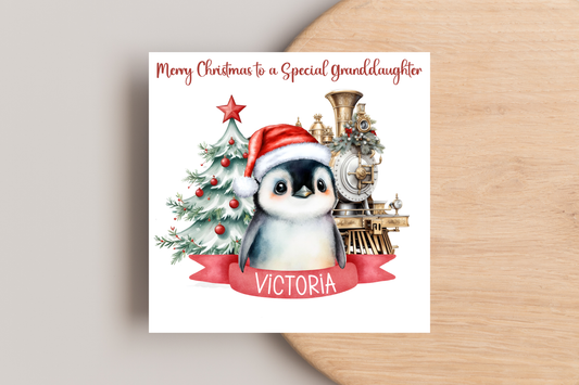 Personalised Penguin Christmas Card