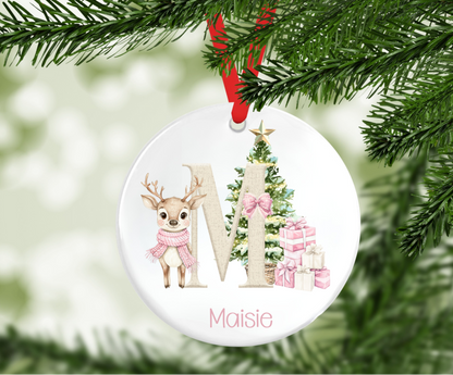 Personalised Reindeer Initial Christmas Tree Decoration