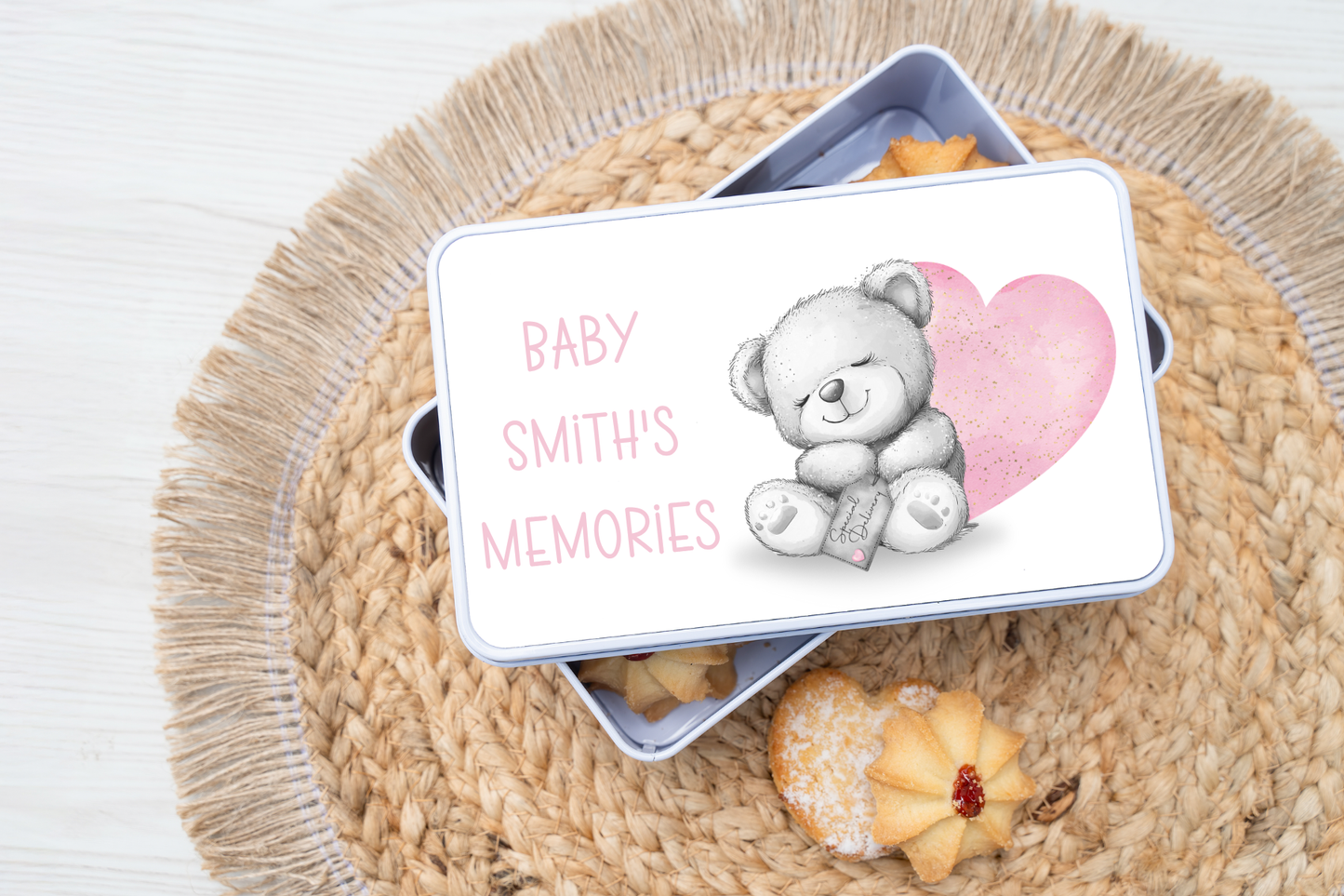 Personalised Grey Bear Keepsake Tin