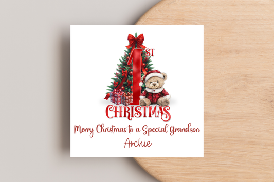 Personalised  1st Christmas Teddy Bear Christmas Card