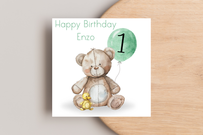 Personalised Bear Birthday Card