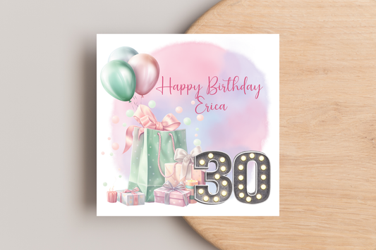 Personalised 30th Birthday Card for Her