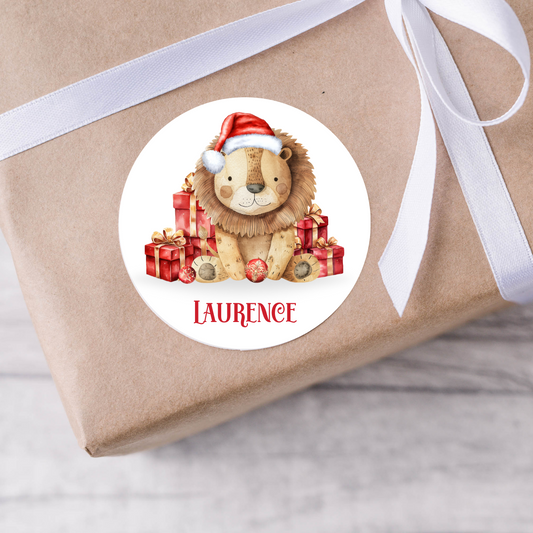 Personalised Lion Christmas Present Labels