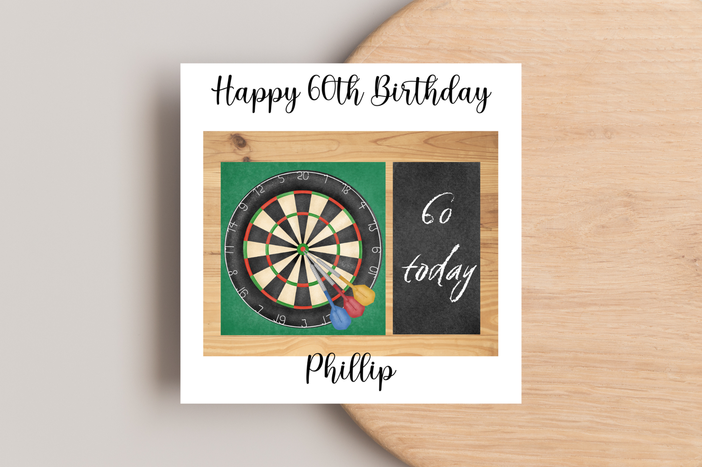 Personalised Dart Board 60th Birthday Card
