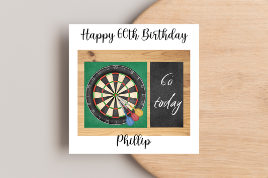 Personalised Dart Board 60th Birthday Card