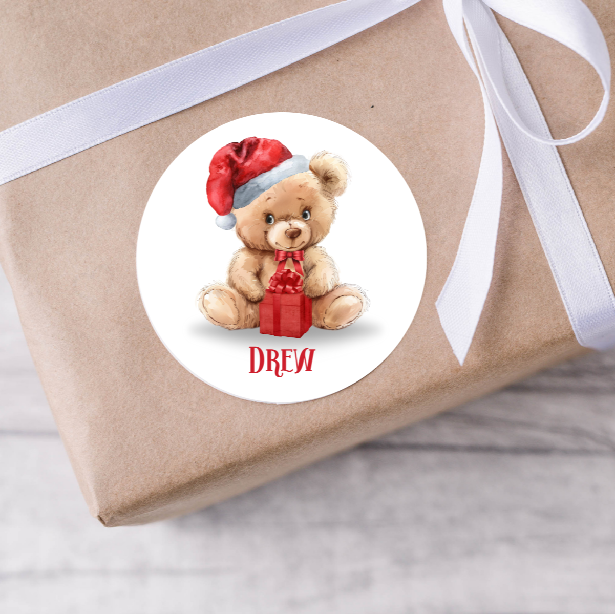 Personalised Bear Christmas Present Labels