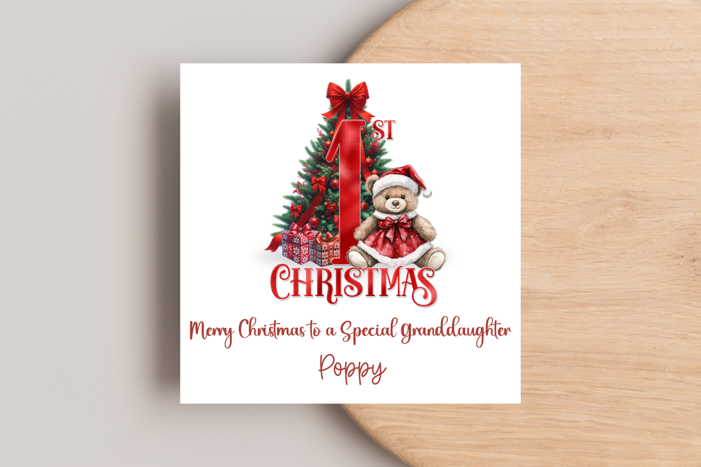 Personalised  1st Christmas Teddy Bear Christmas Card