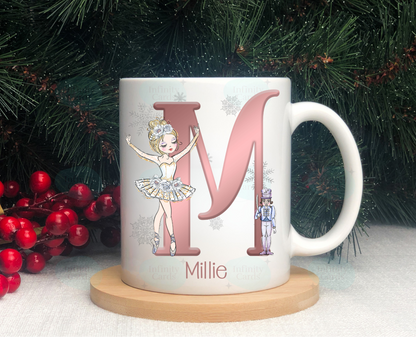 Personalised Ballerina and Nutcracker Christmas Mug