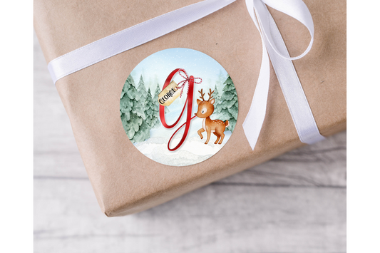 Personalised Initial Reindeer Christmas Present Labels