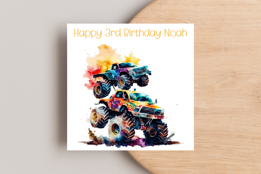 Personalised Monster Truck Birthday Card