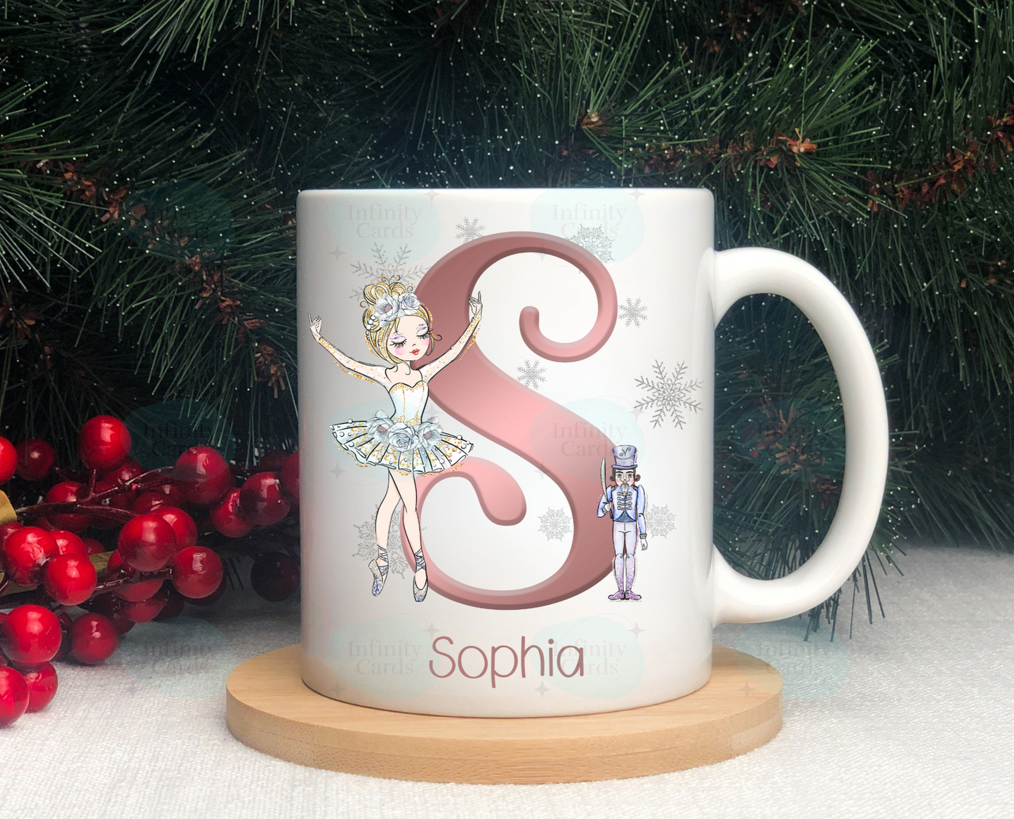 Personalised Ballerina and Nutcracker Christmas Mug