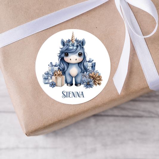 Personalised Unicorn Christmas Present Labels