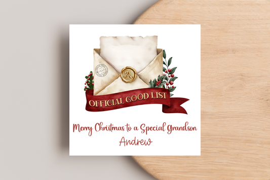 Personalised Official Good List Christmas Card