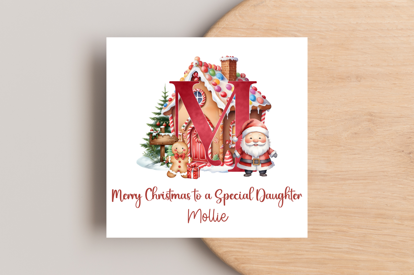Personalised Initial Gingerbread  Christmas Christmas Card