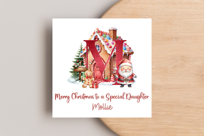 Personalised Initial Gingerbread  Christmas Christmas Card