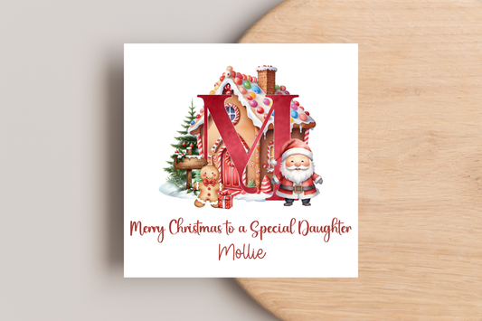 Personalised Initial Gingerbread  Christmas Christmas Card
