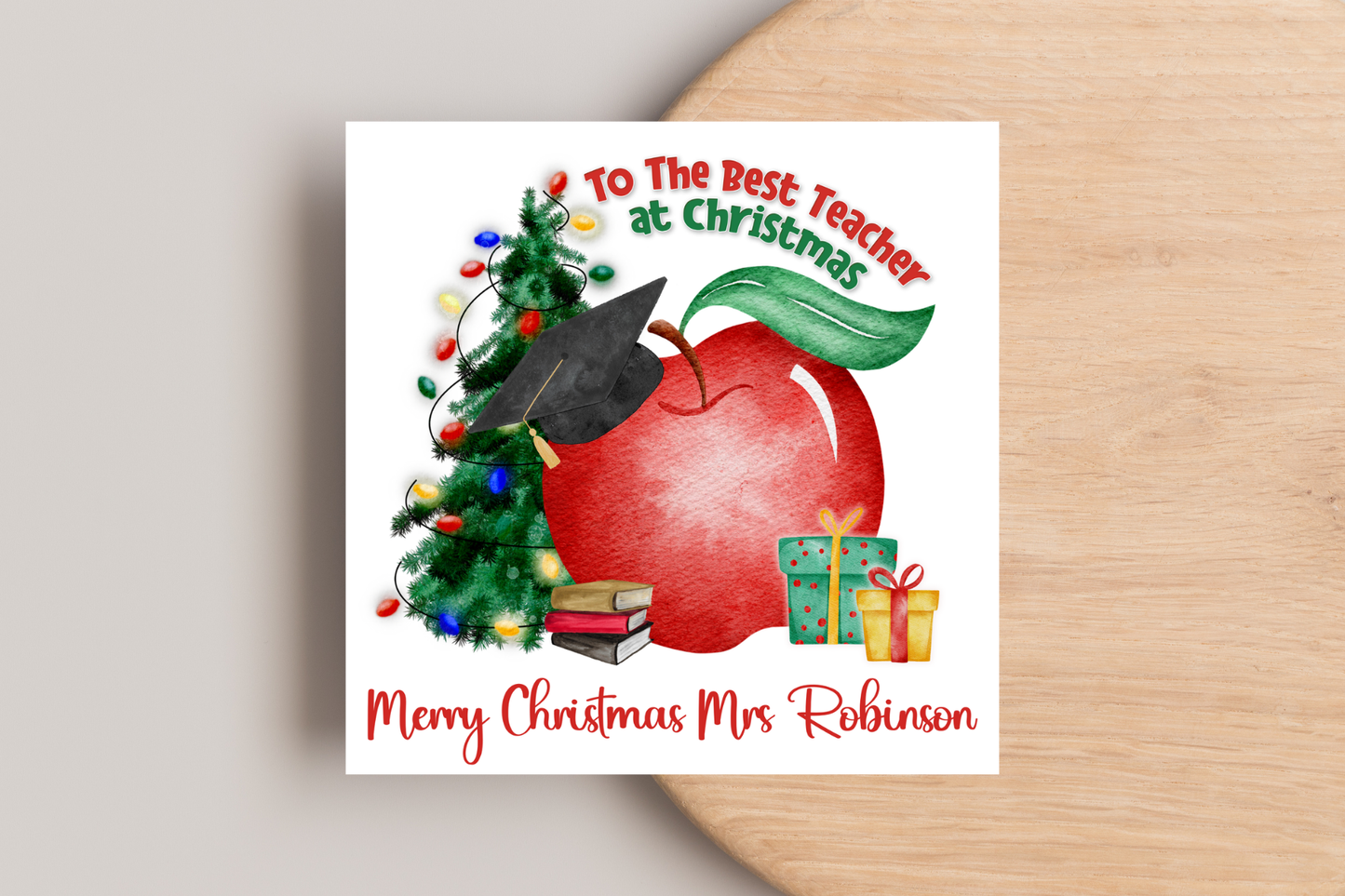 Personalised to the best teacher at Christmas Christmas Card