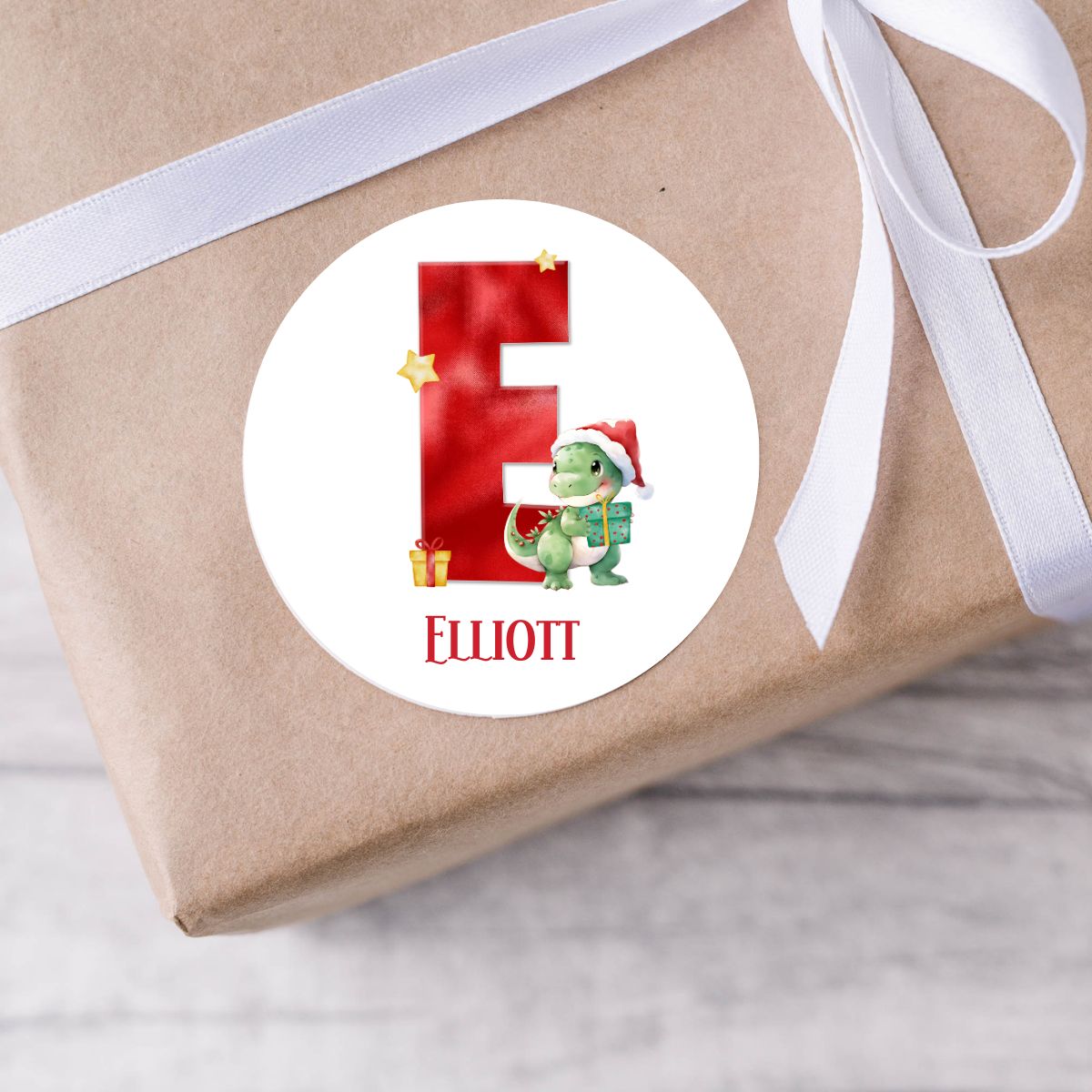 Personalised Dinosaur Christmas Present Labels
