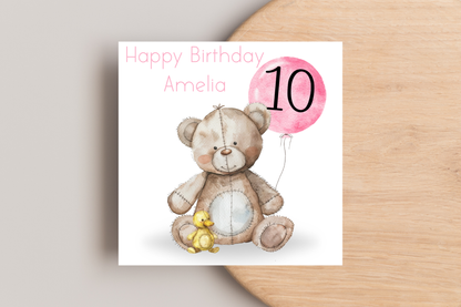 Personalised Bear Birthday Card