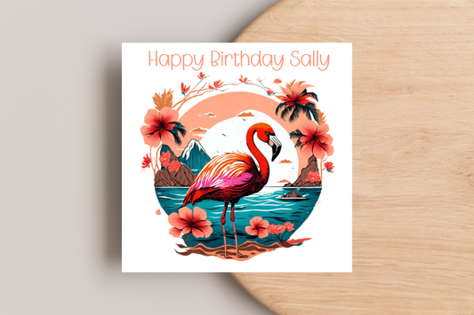 Personalised Flamingo Birthday Card