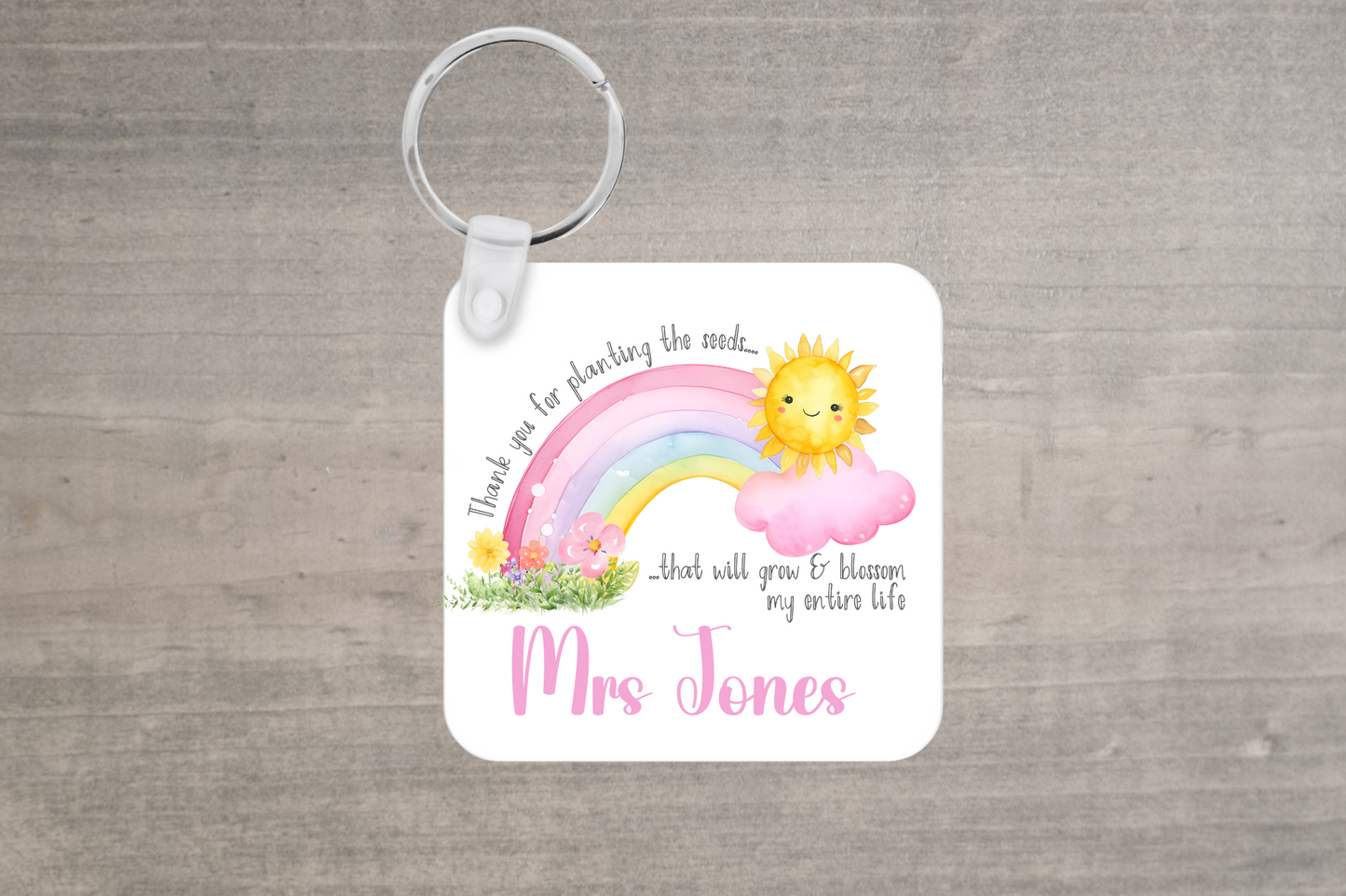Thank You Teacher Personalised Keyring Gift