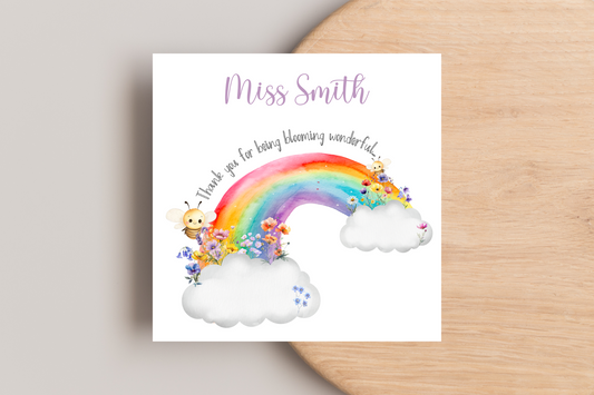 Personalised Thank you for being blooming wonderful Teacher Card