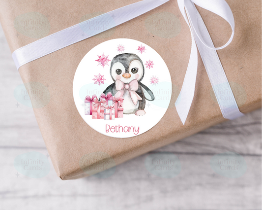 Personalised Penguin Christmas Present Labels