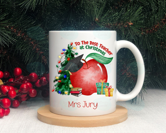To The Best Teacher At Christmas Personalised Christmas Mug