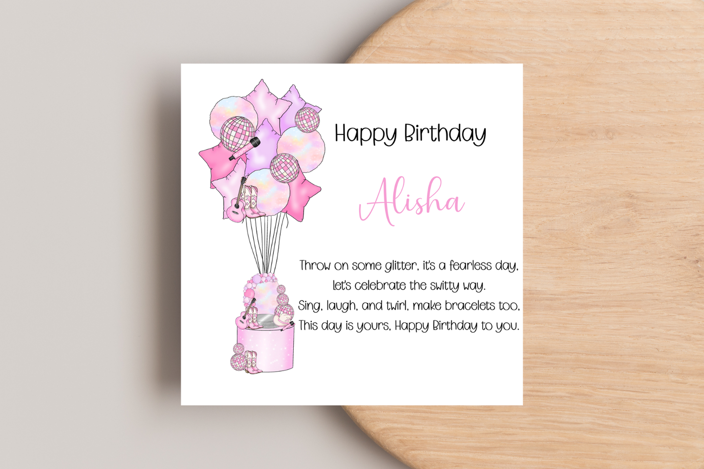 Personalised Taylor Swift Inspired Birthday Card