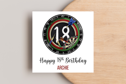 Personalised Darts 18th Birthday Card