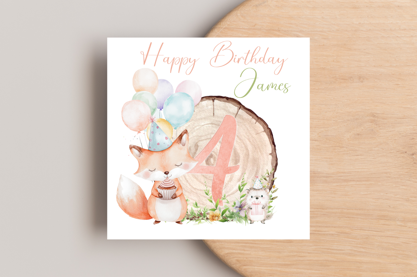 Personalised Woodland Fox Birthday Card