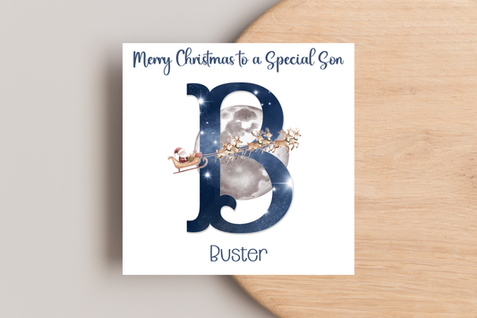Personalised Midnight Santa Christmas Card