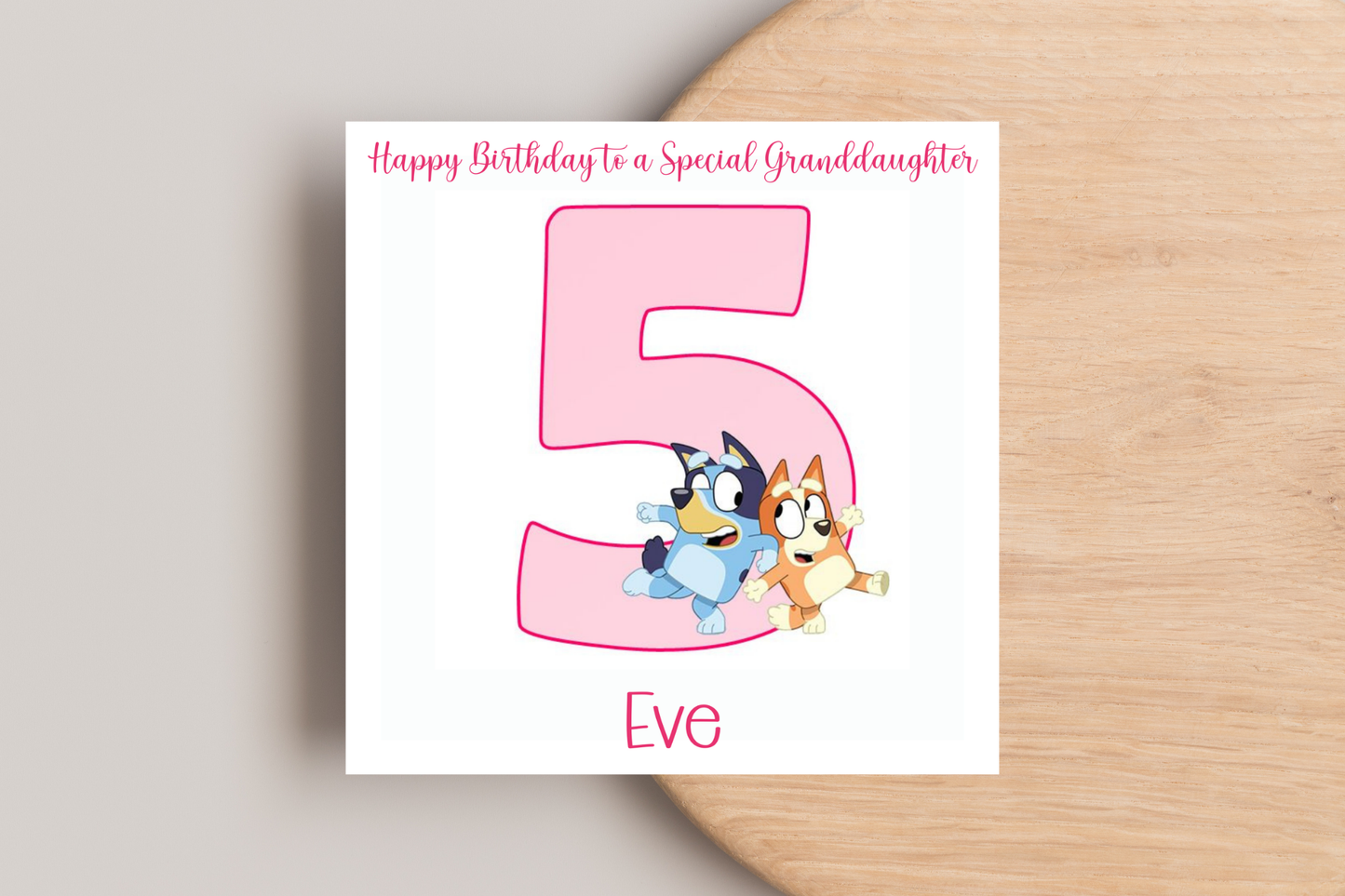 Personalised Bluey 5th Birthday Card
