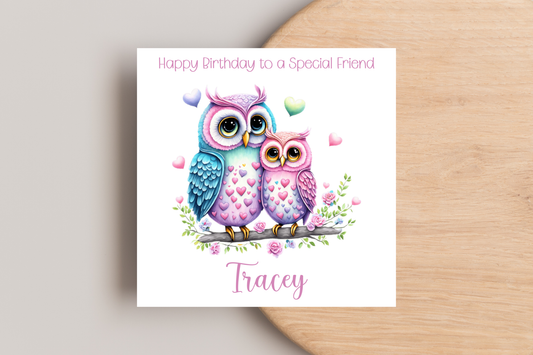 Personalised Owl Birthday Card