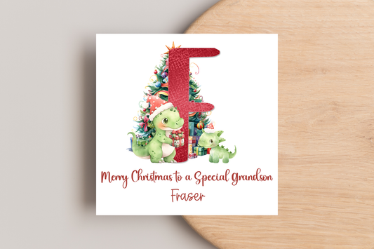 Personalised Dinosaur Christmas Card