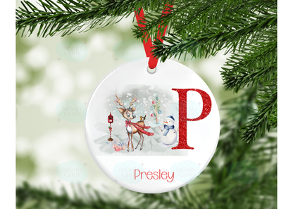 Personalised Reindeer Initial Christmas Tree Decoration