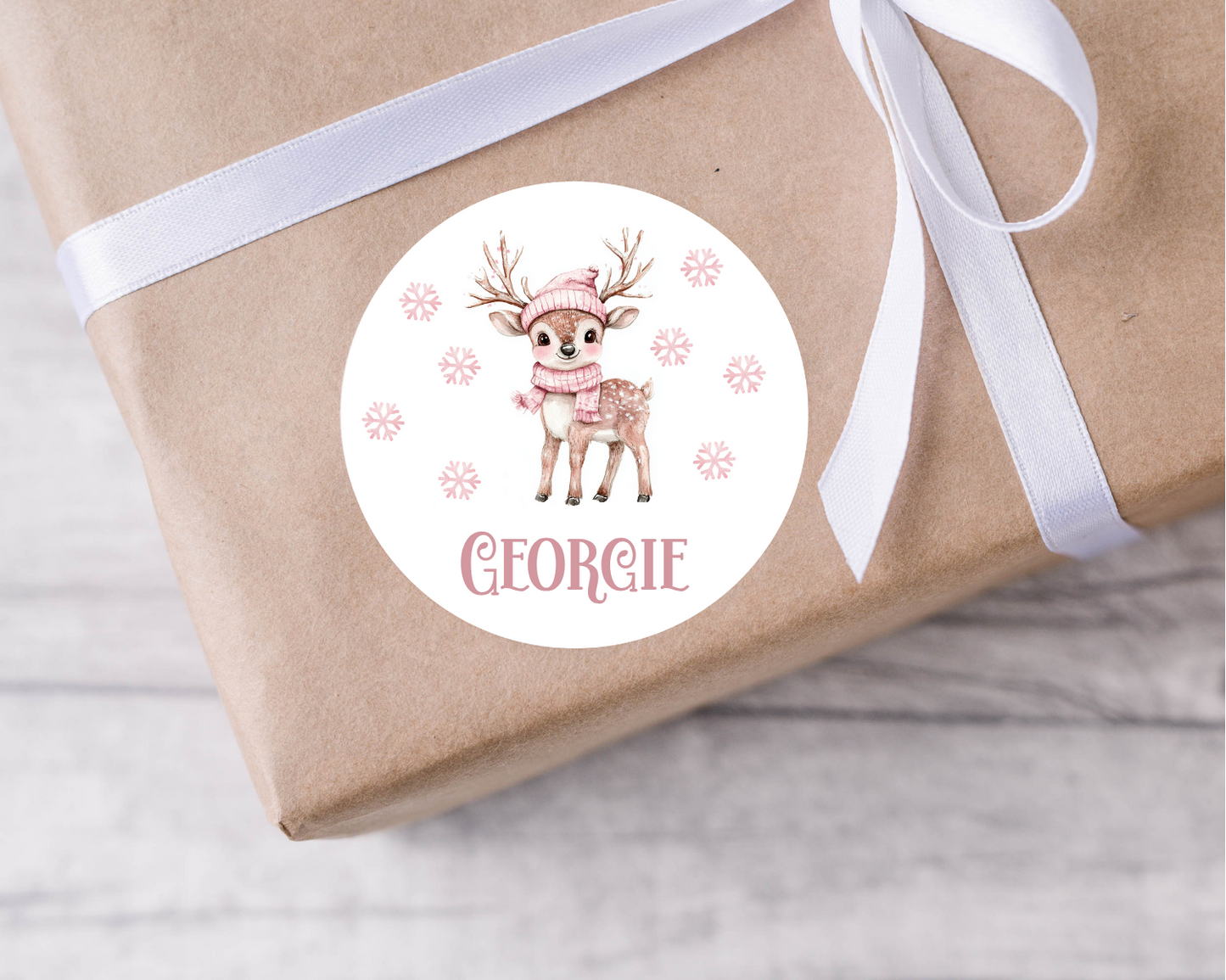 Personalised Pink Christmas Present Labels