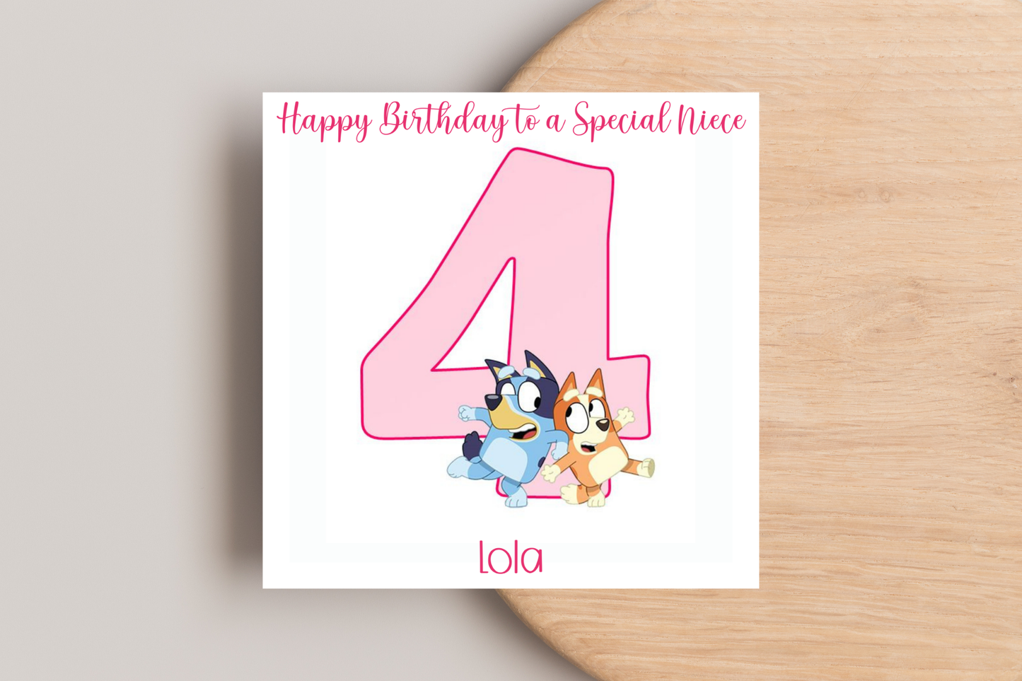 Personalised Bluey 4th Birthday Card