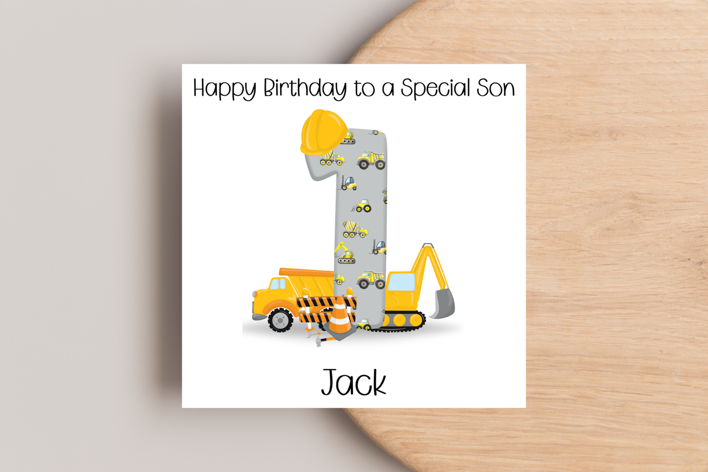Personalised Digger Construction Themed Birthday Card