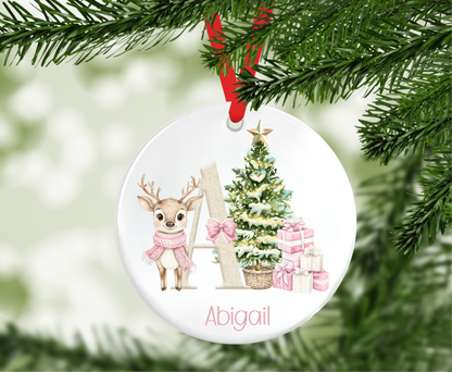 Personalised Reindeer Initial Christmas Tree Decoration