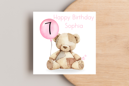 Personalised Bear Birthday Card