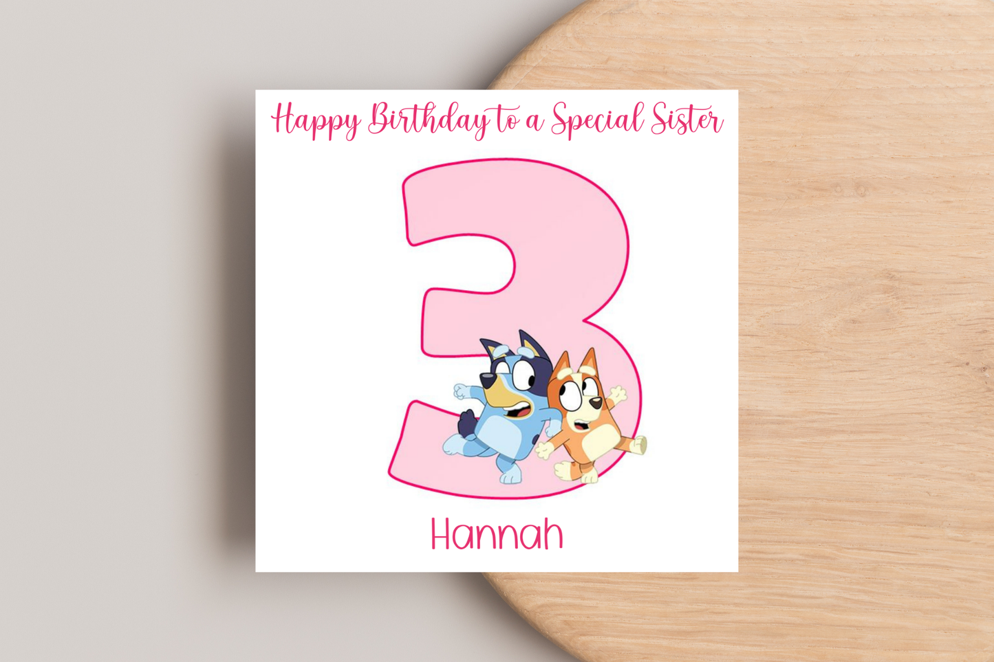 Personalised Bluey 3rd Birthday Card