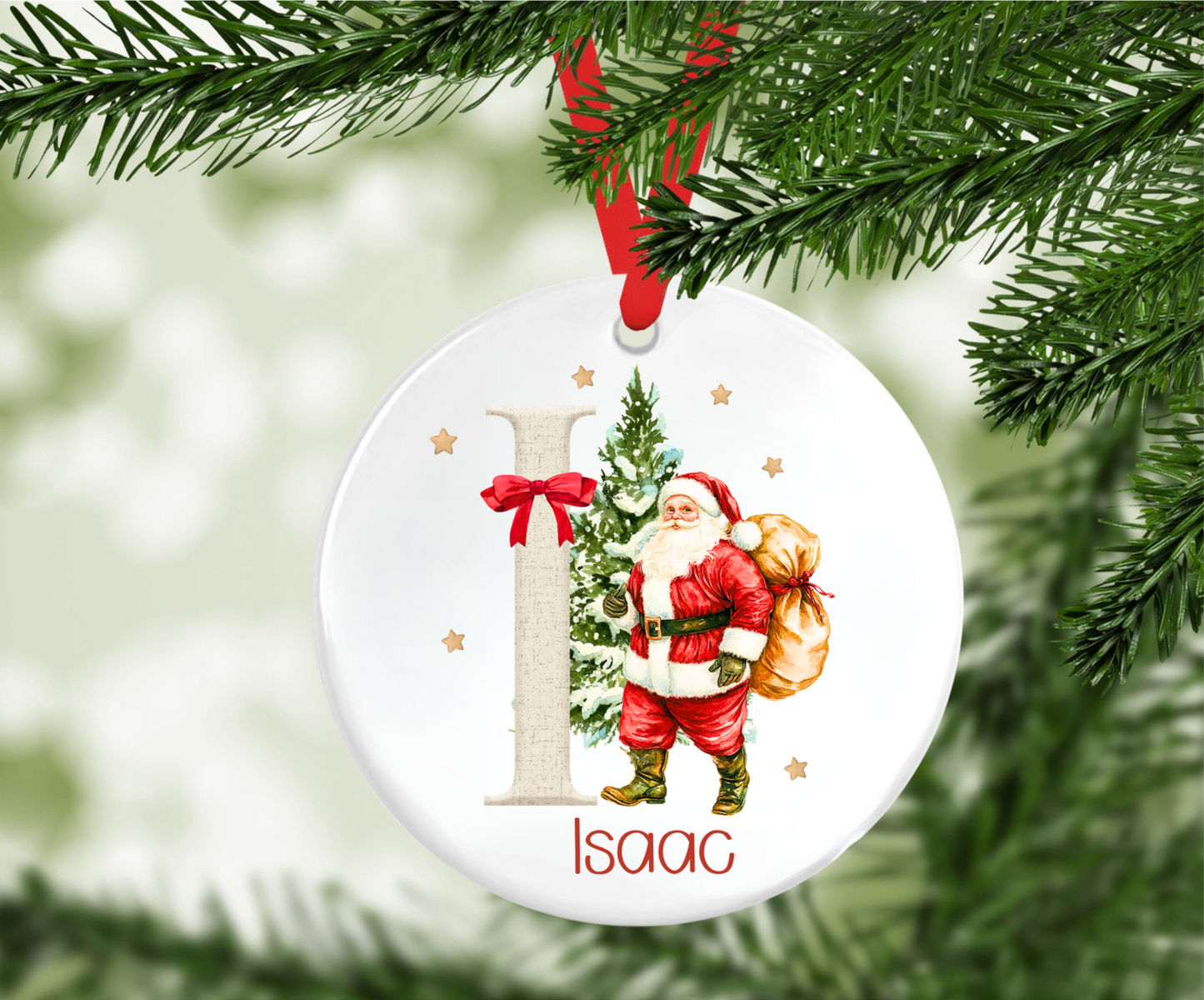 Personalised Initial Santa Christmas Bauble