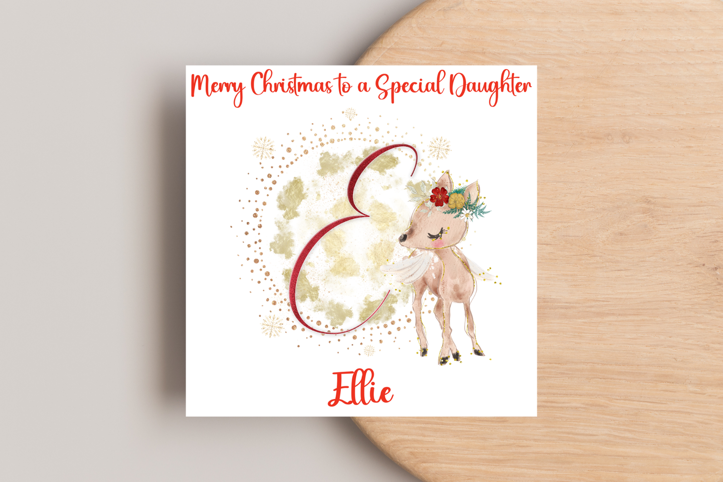 Personalised Reindeer Initial Christmas Card