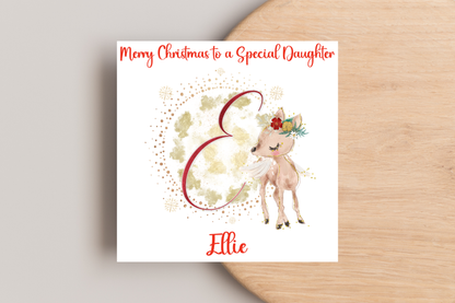 Personalised Reindeer Initial Christmas Card